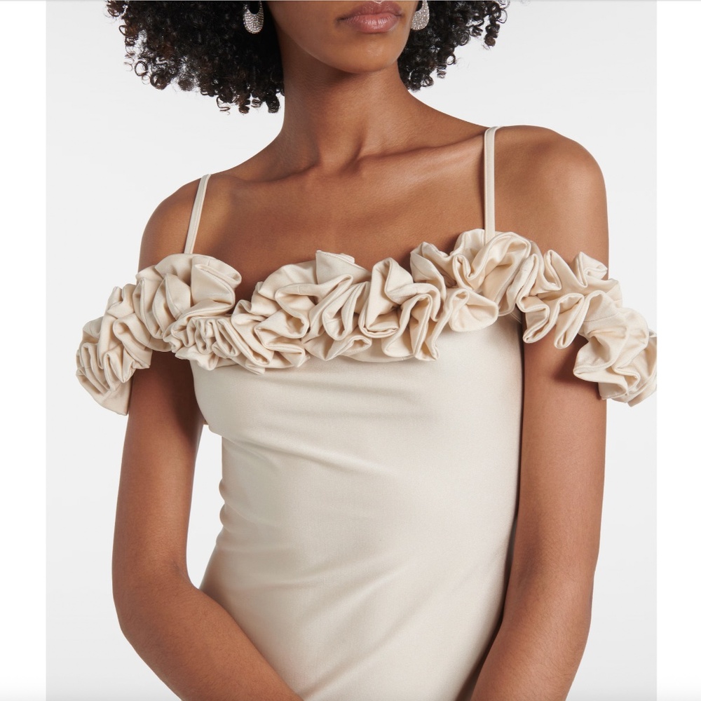 Coperni Macademia Ruffle Off--The-Shoulder Evening Gown / Dress Sz L